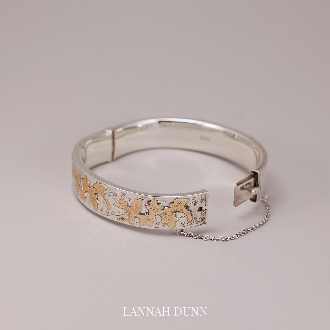 Vintage English Gold Silver Bangle Cuff