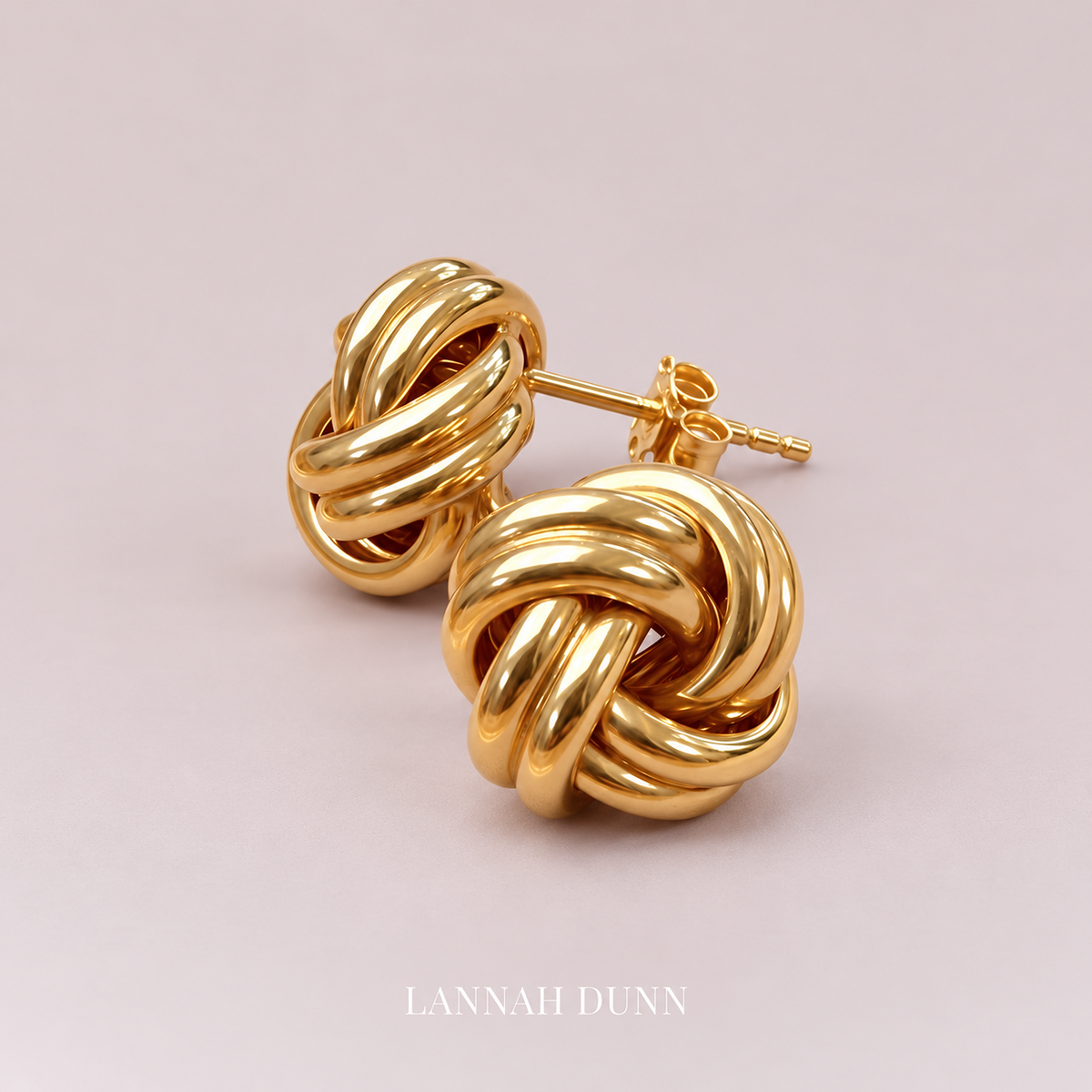 Yellow Lovers Knot Stud Earrings