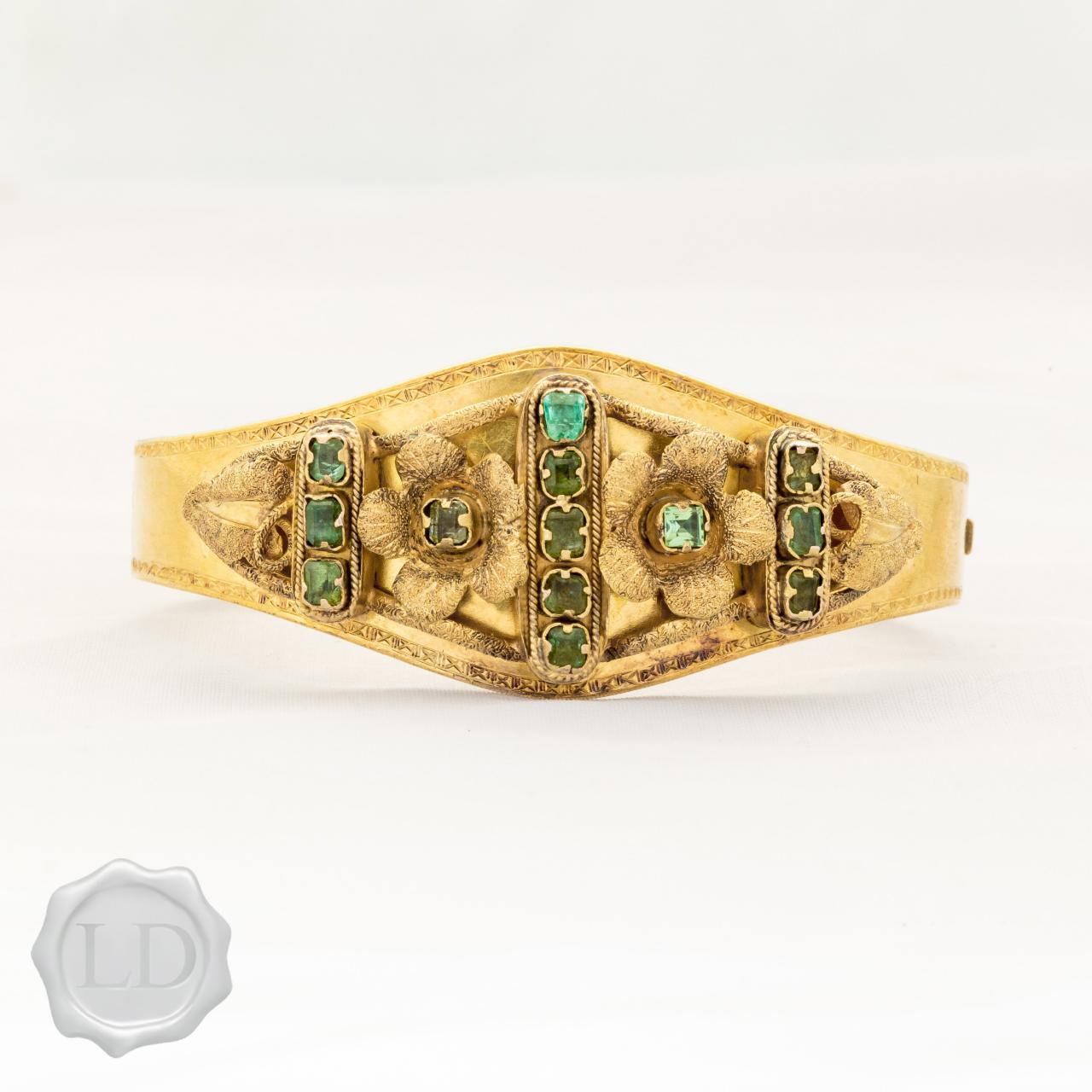 Antique emerald hinge bangle