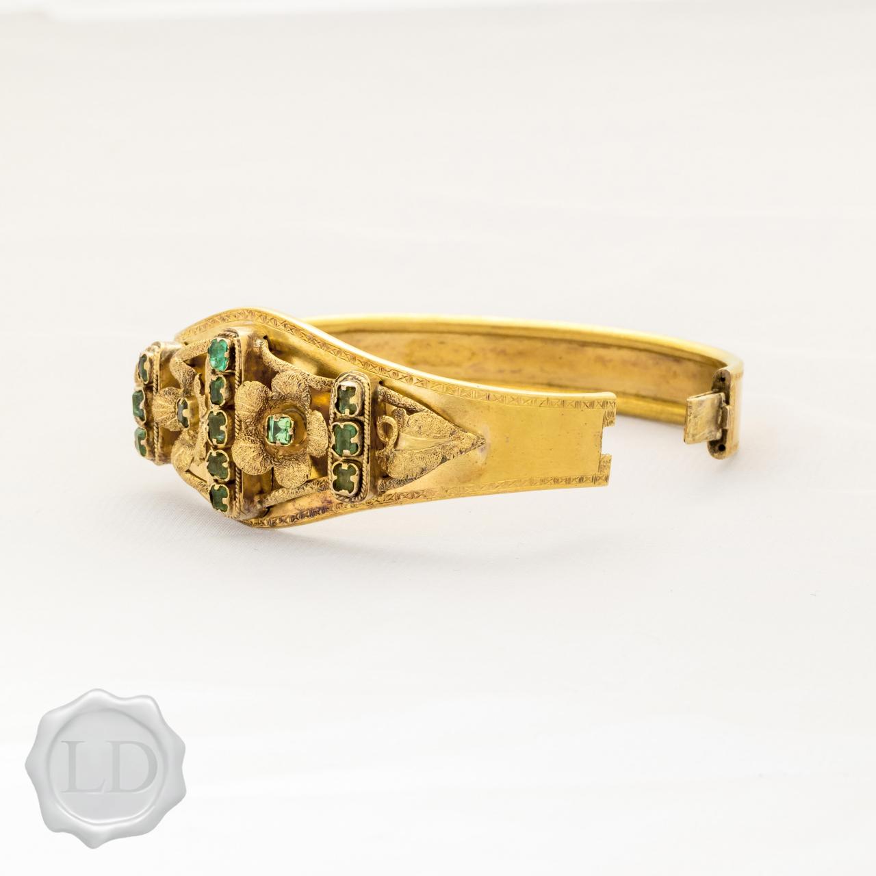 Antique emerald hinge bangle