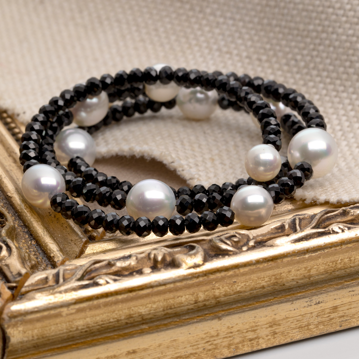 South Sea Pearl and spinel wrap bracelet