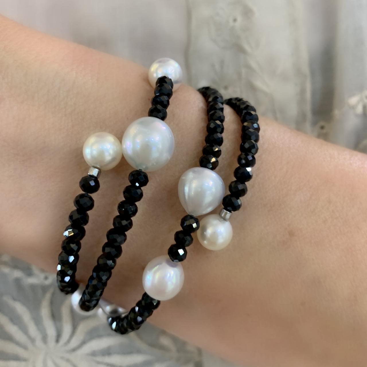 South Sea Pearl and spinel wrap bracelet