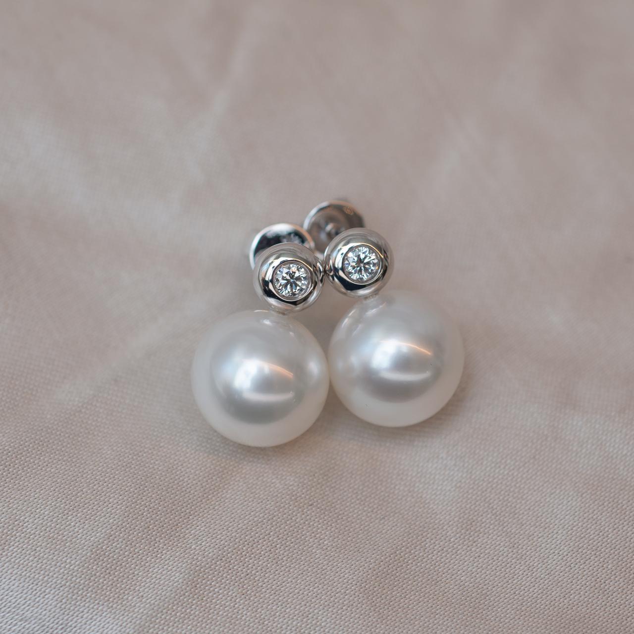 Australian South Sea Pearl & Diamond LD Royal Studs