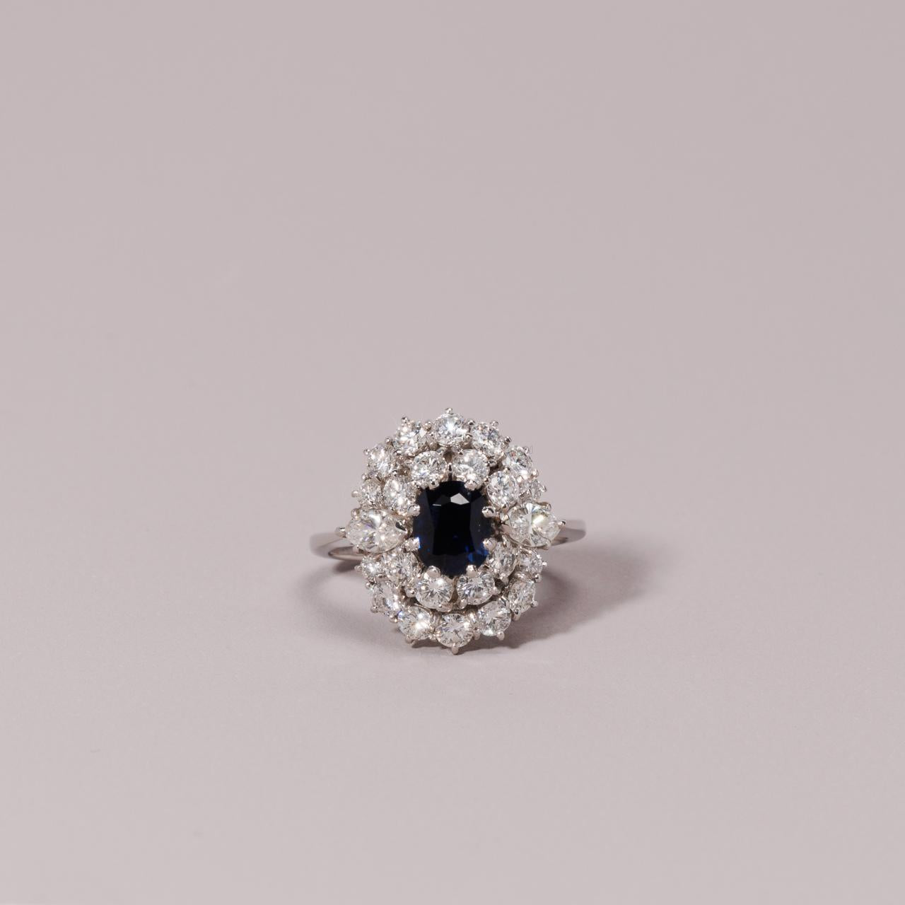Vintage Diamond Sapphire Cluster Ring