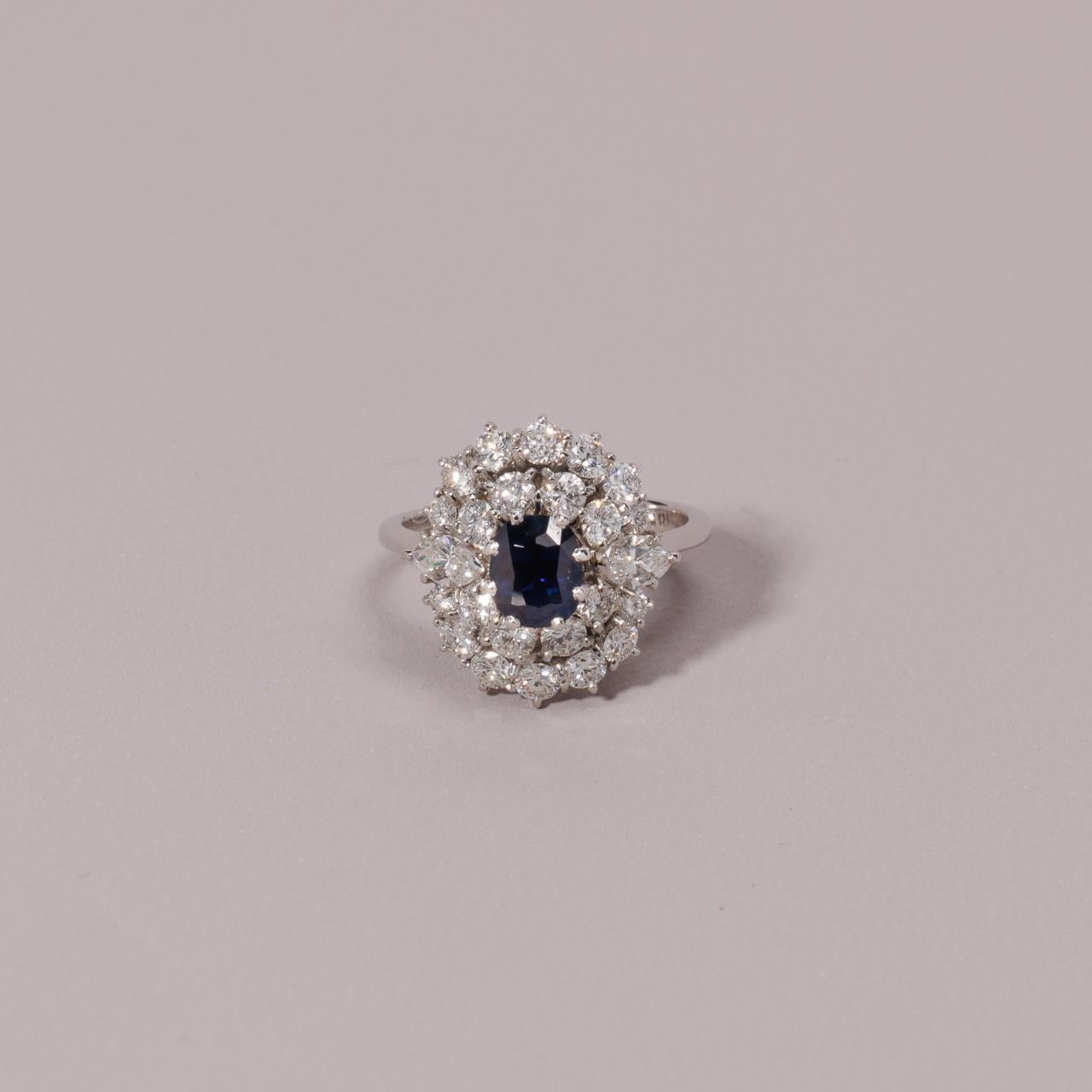 Vintage Diamond Sapphire Cluster Ring