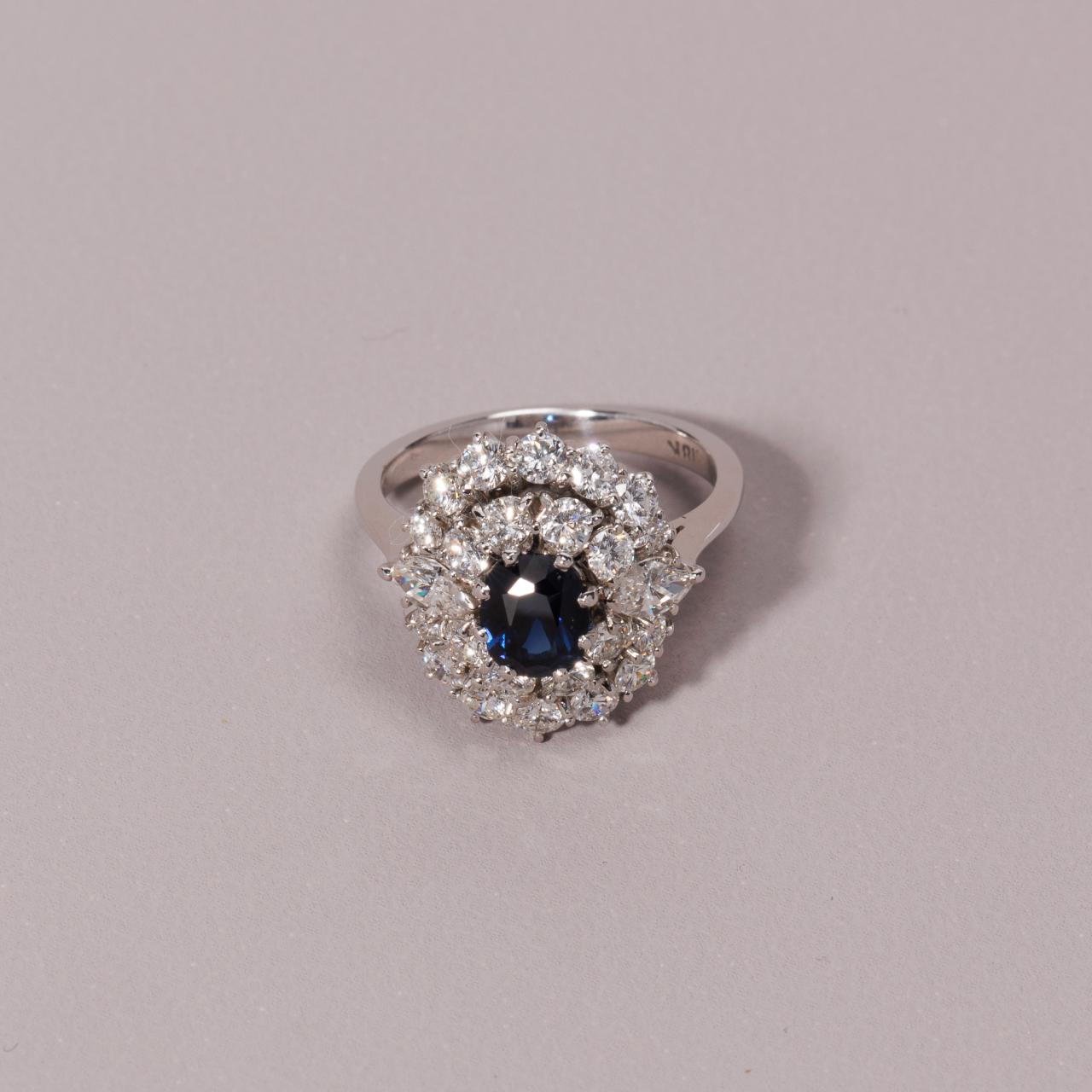 Vintage Diamond Sapphire Cluster Ring
