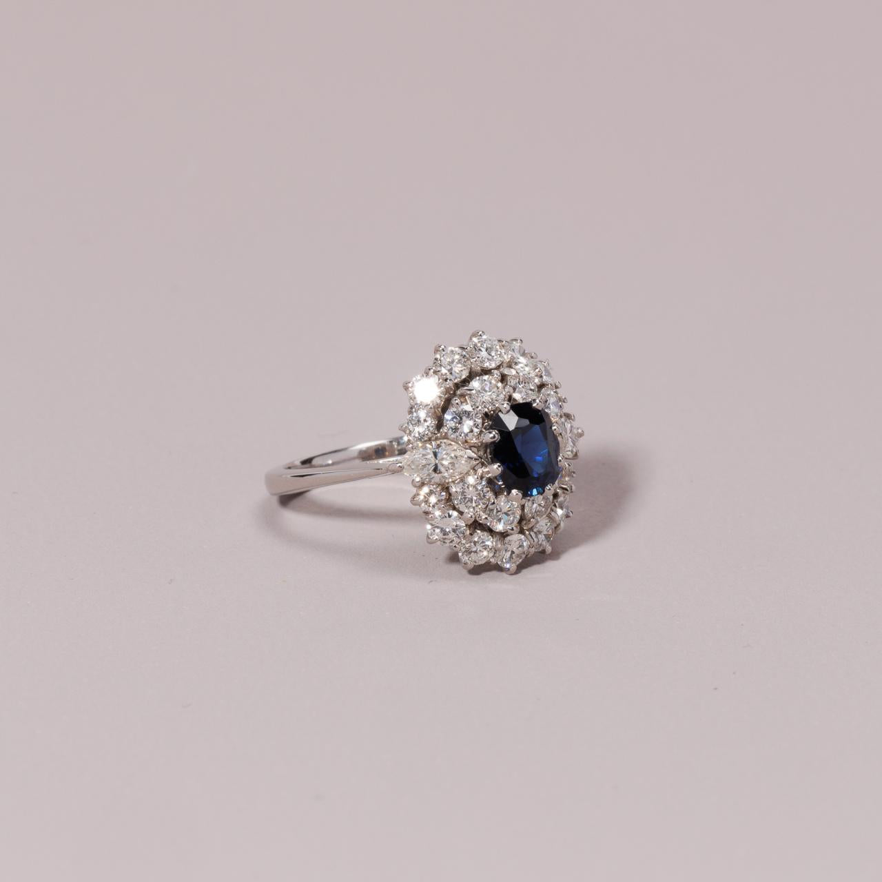 Vintage Diamond Sapphire Cluster Ring