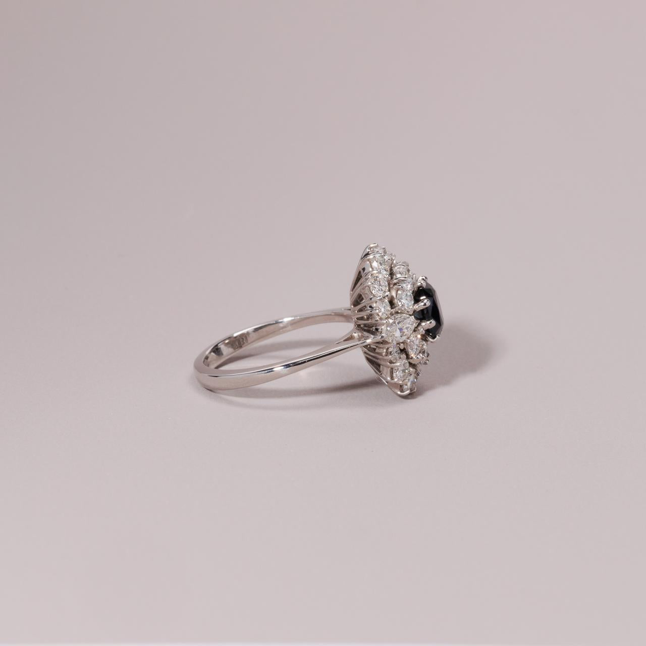 Vintage Diamond Sapphire Cluster Ring