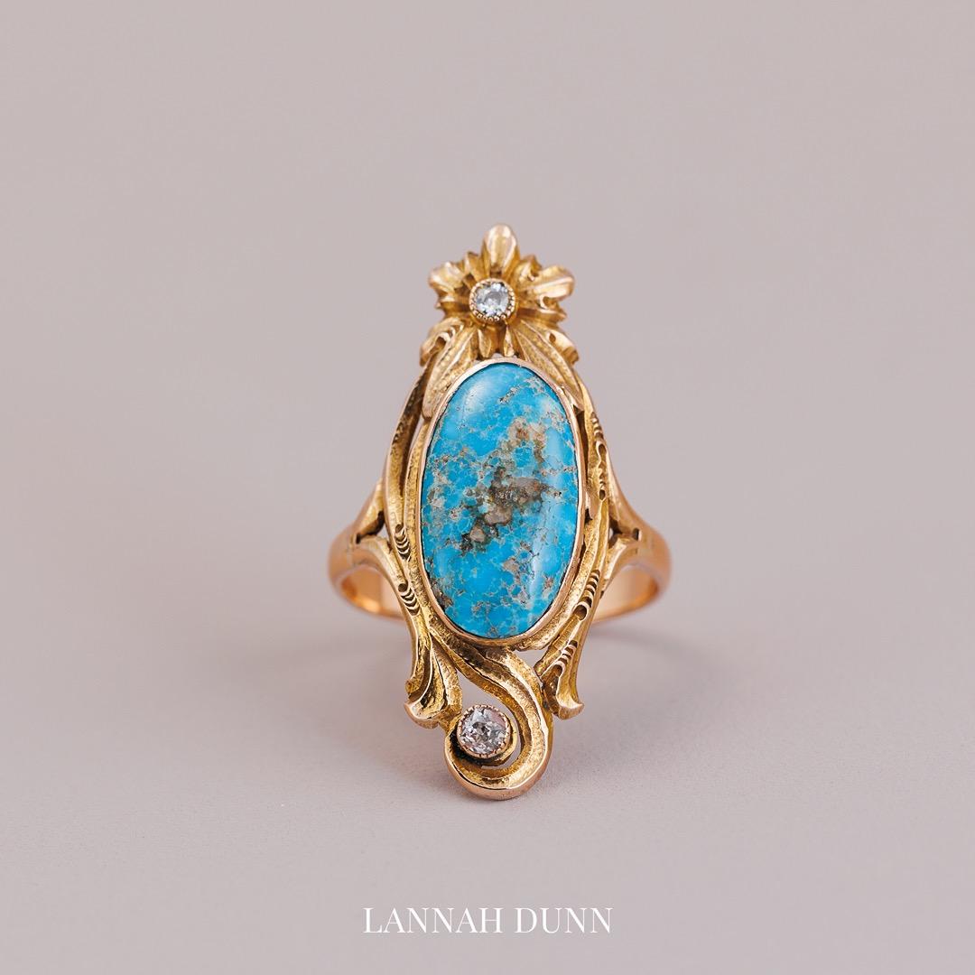 Turquoise & diamond scroll