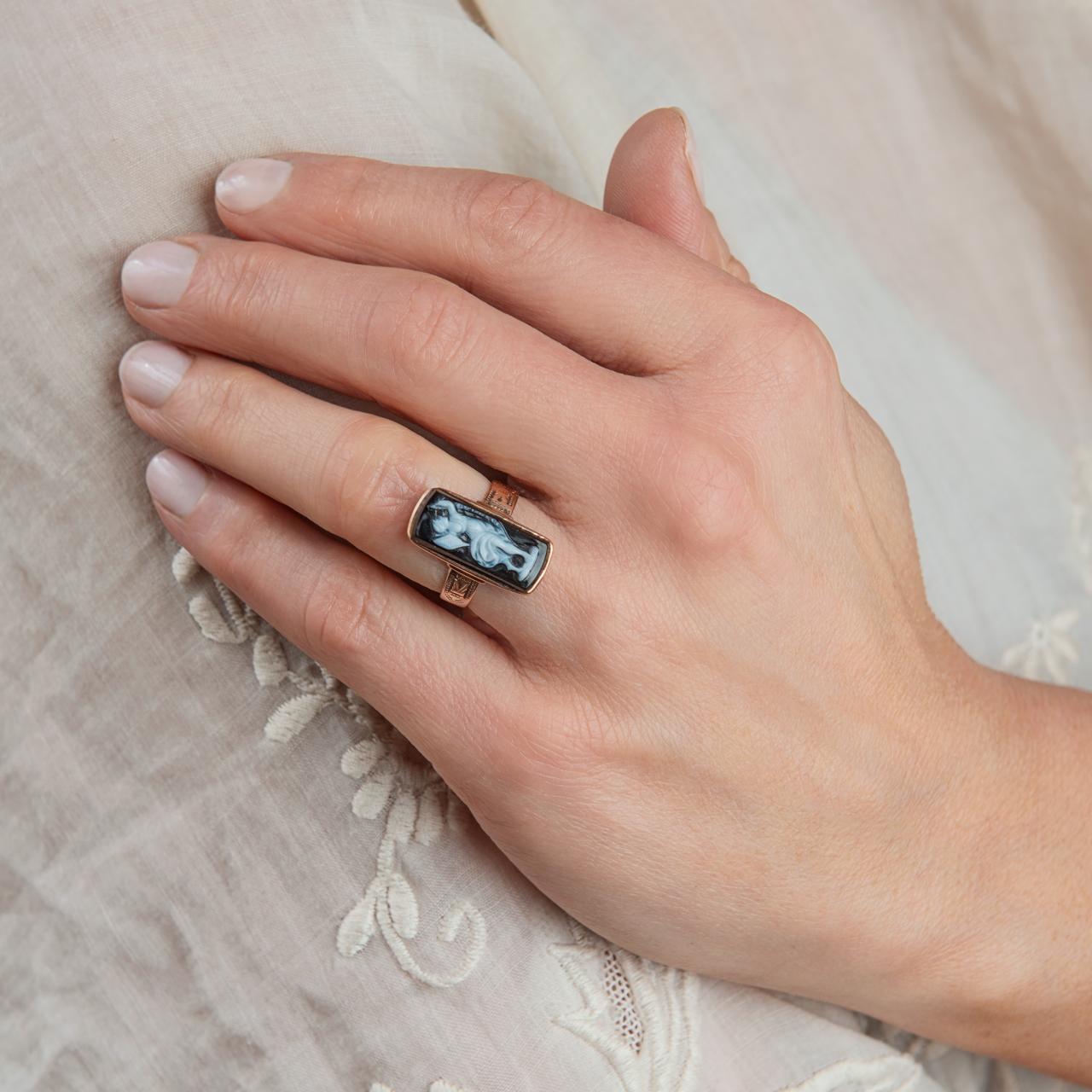 Ethereal Antique Victorian Rectangular Cameo Ring