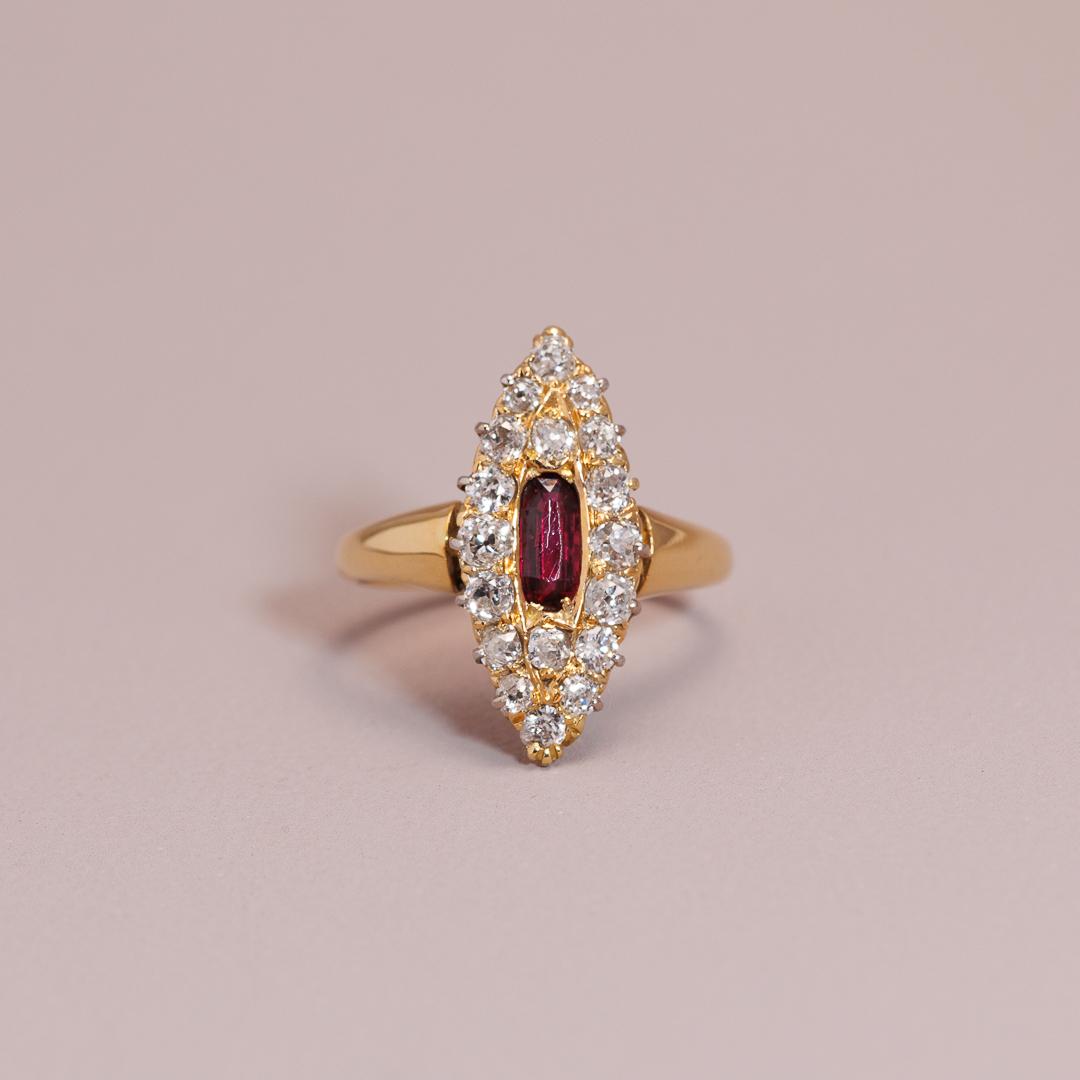 Victorian Antique Natural Ruby Diamond Ring