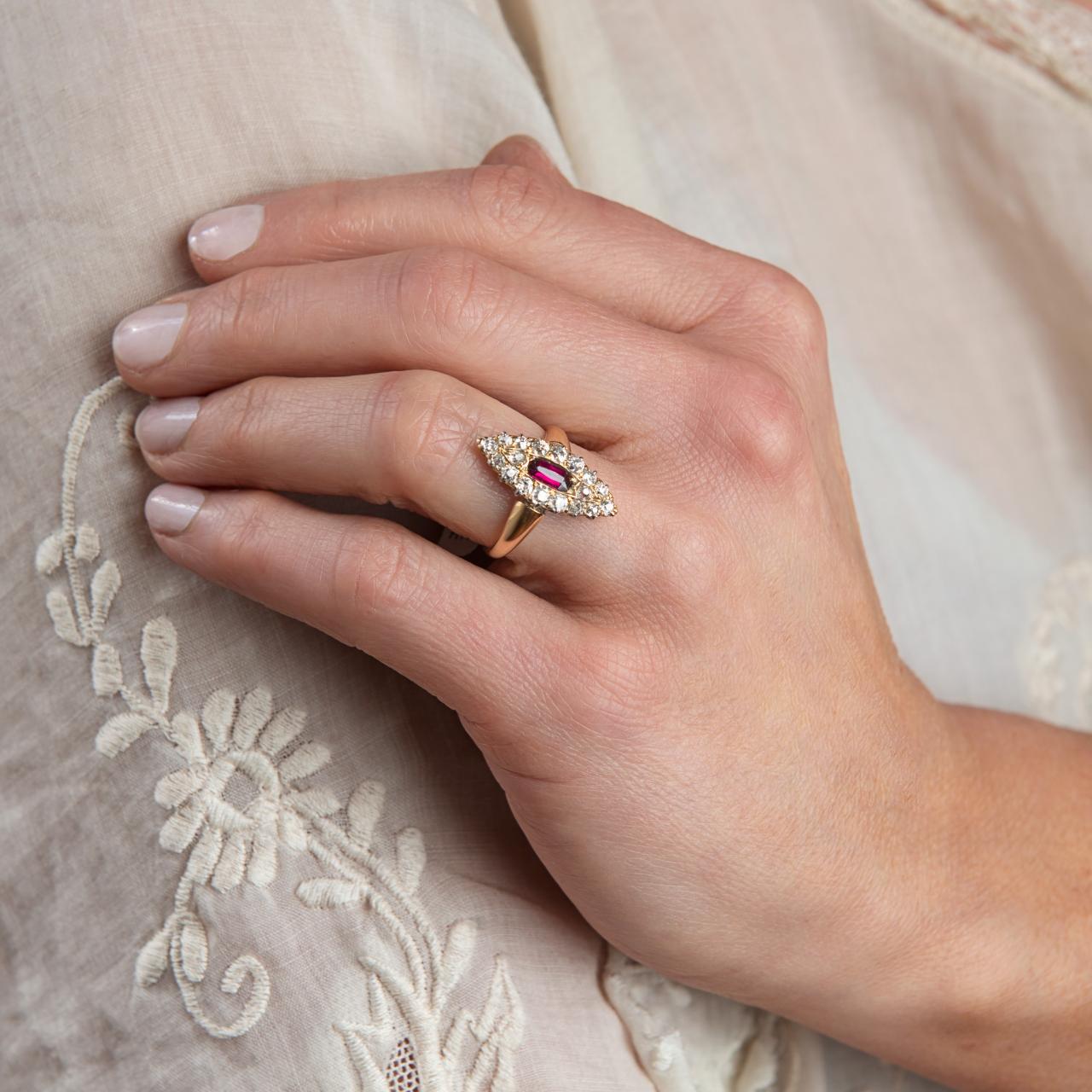 Victorian Antique Natural Ruby Diamond Ring