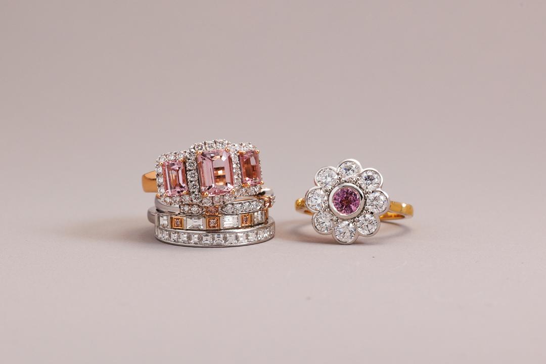LD Daisy Dream with diamonds and pink sapphire