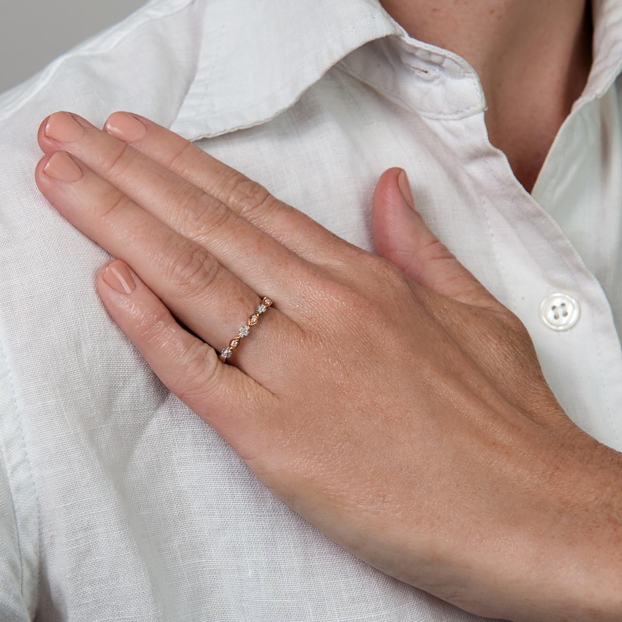 Pink & white diamond band