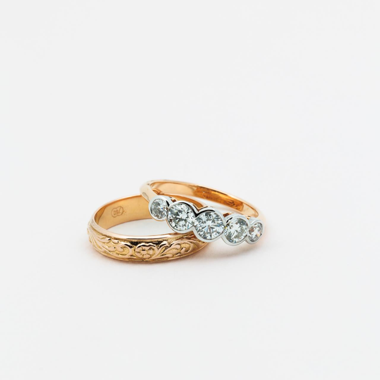 LD 18ct rose five stone diamond engagement ring