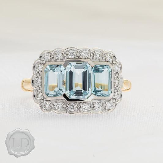 Vintage style Aquamarine & Diamond Plaque ring Vintage style Aquamarine & Diamond Plaque ring