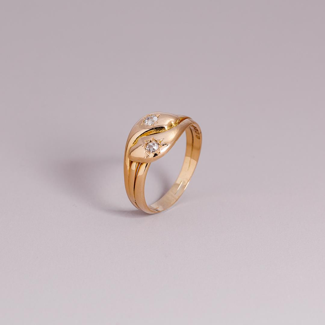 Diamond set serpent ring
