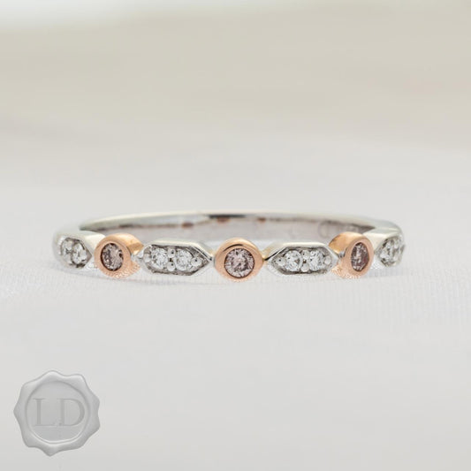 18ct Rose and White Gold Pink and White Diamond band 18ct Rose and White Gold Pink and White Diamond band
