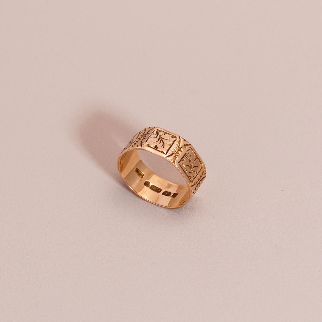 Wide carved antique band