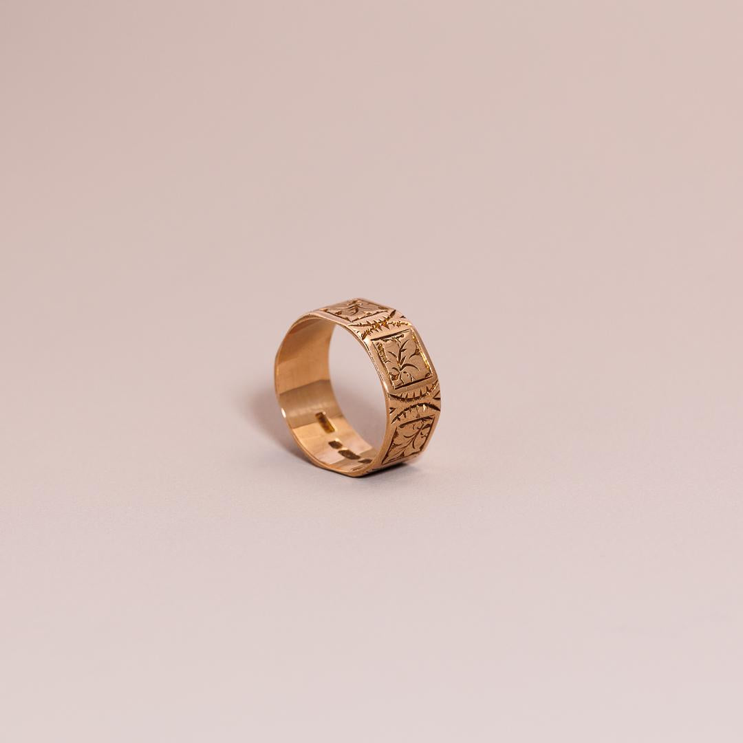 Wide carved antique band