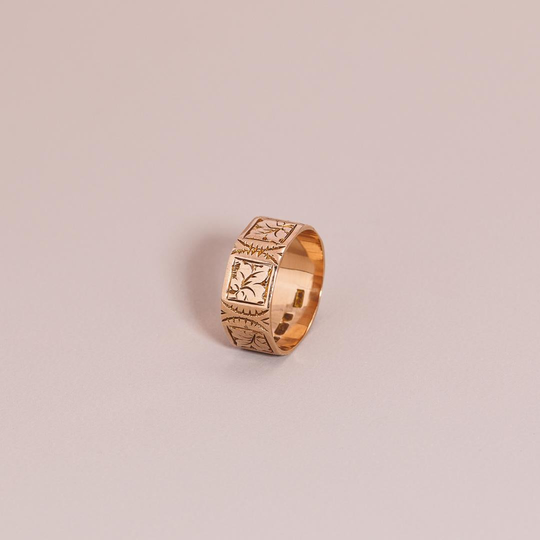 Wide carved antique band