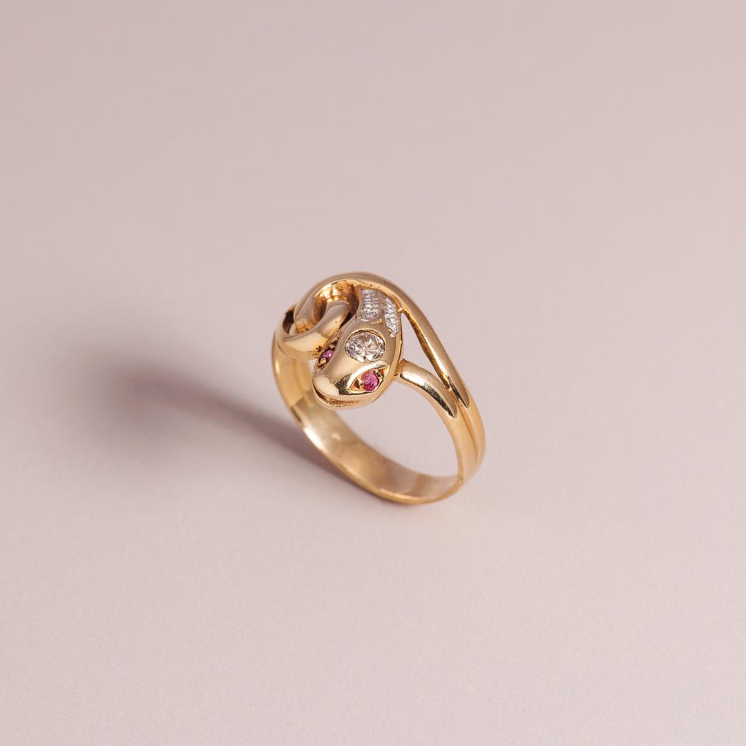 Antique Serpent Ruby Diamond Eternity Ring