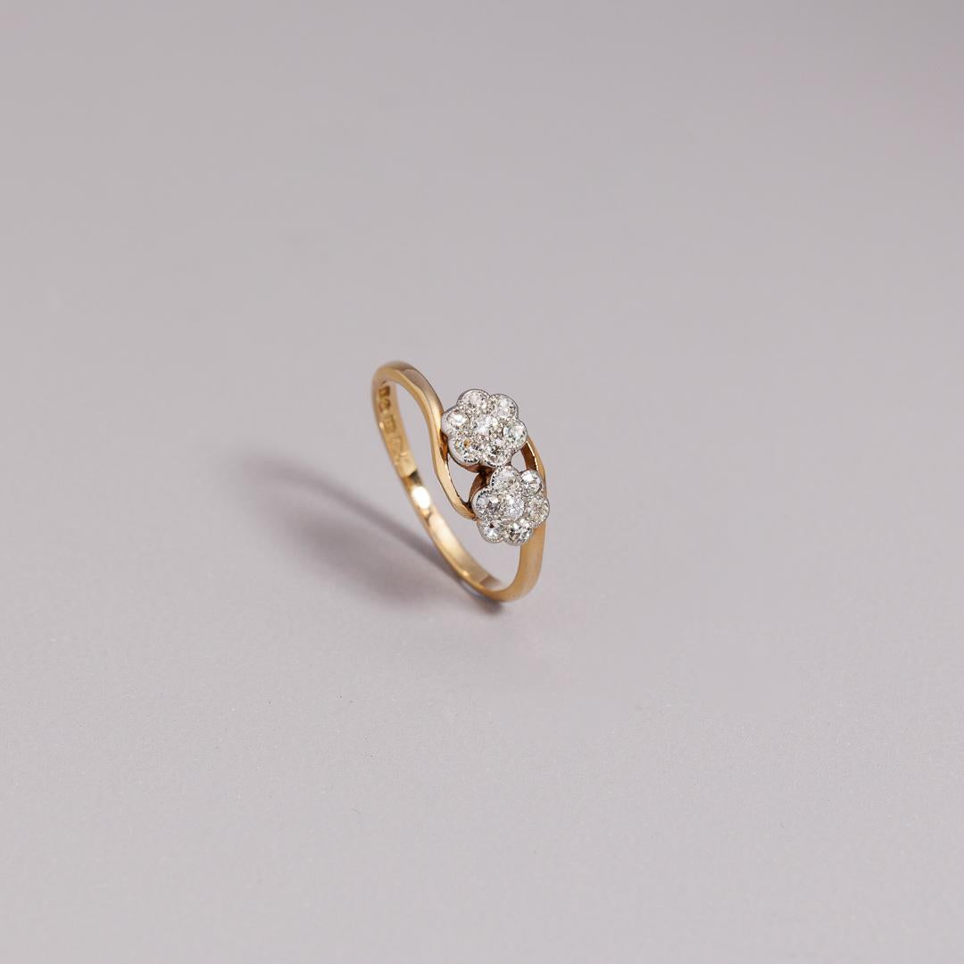 English double daisy twist ring