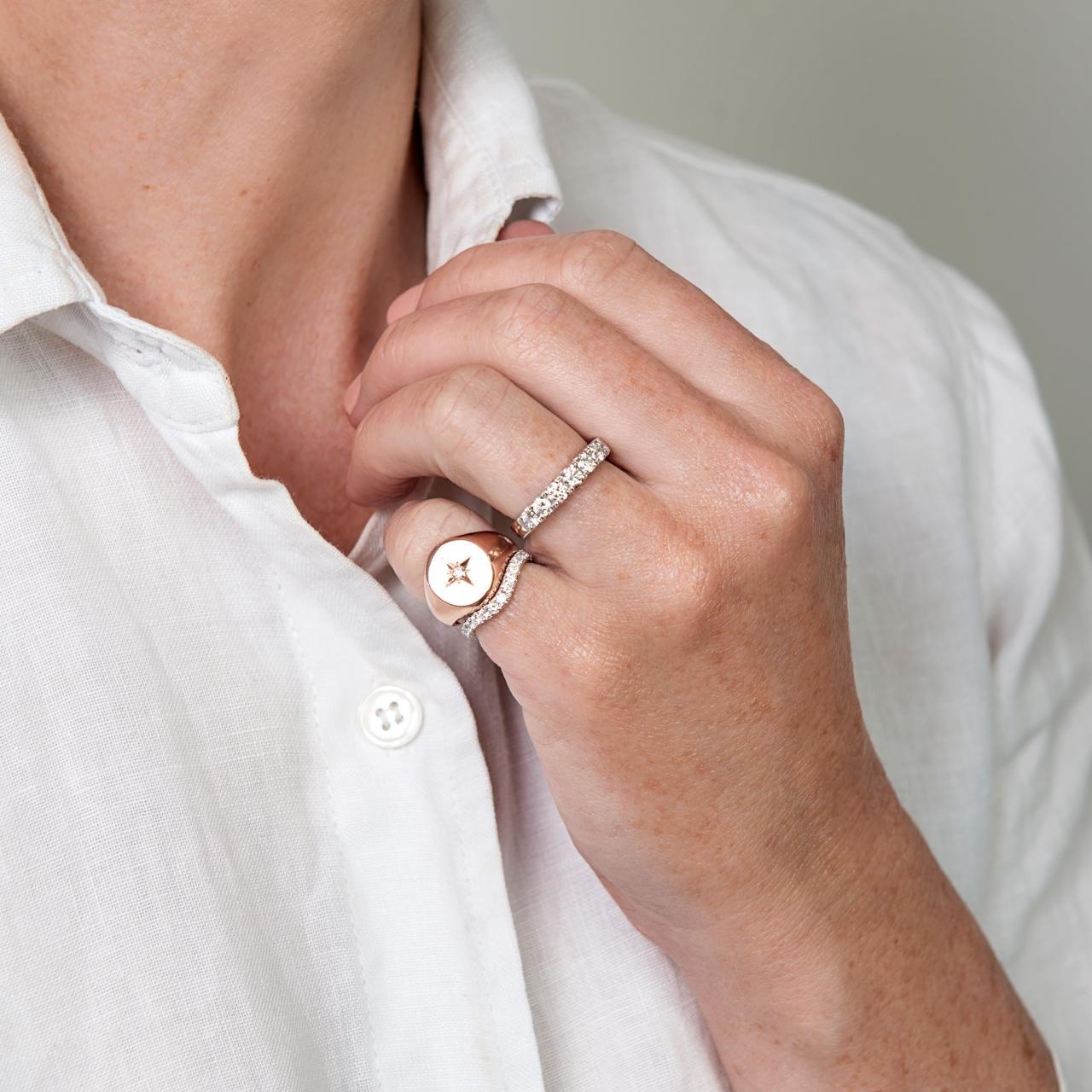 Rose Gold Diamond set Lucette, pinky size