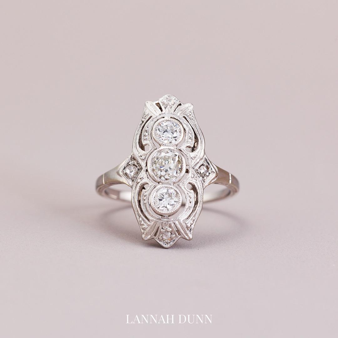 Art Deco Diamond Plaque Ring