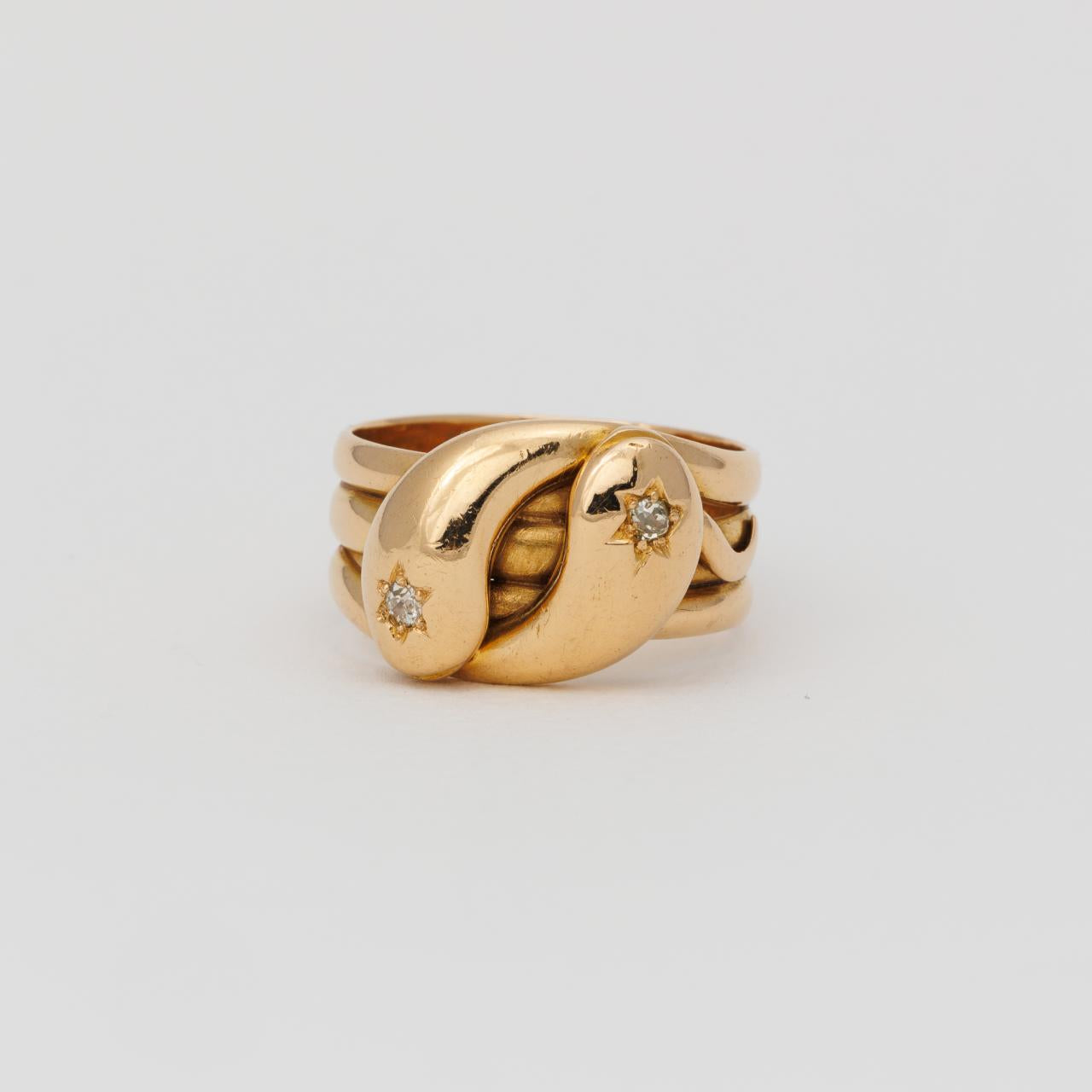 Diamond set double serpent eternity ring