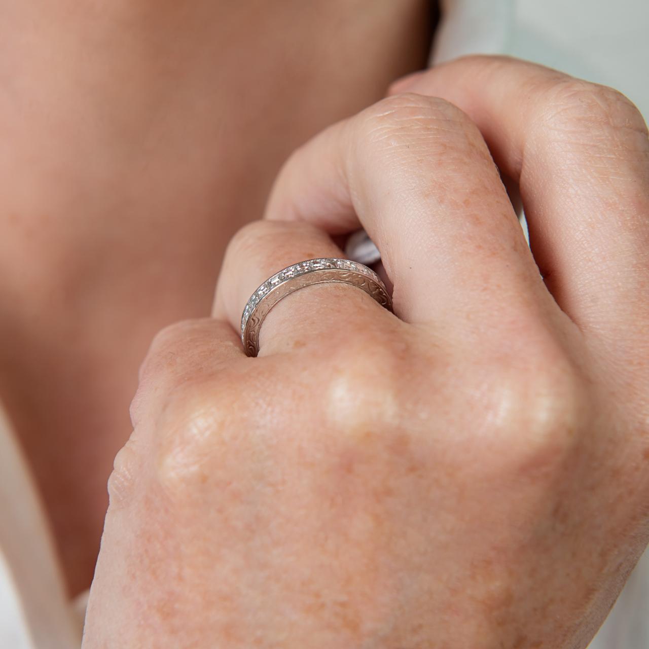 Art Deco diamond band in Platinum