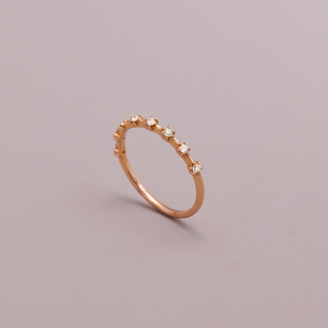 8-diamond crown ring, rose gold