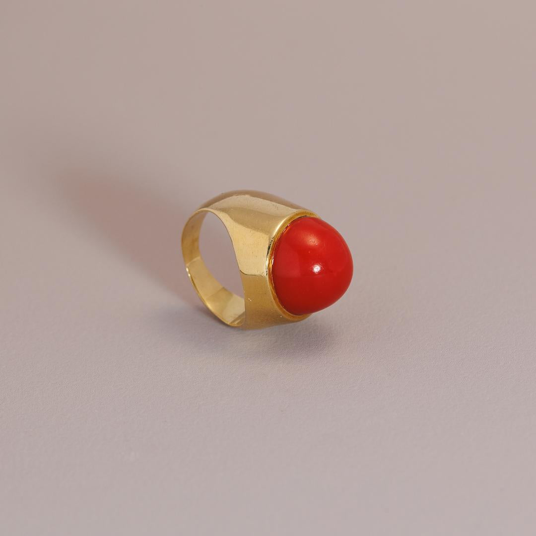 Vibrant Coral High carat bombe ring