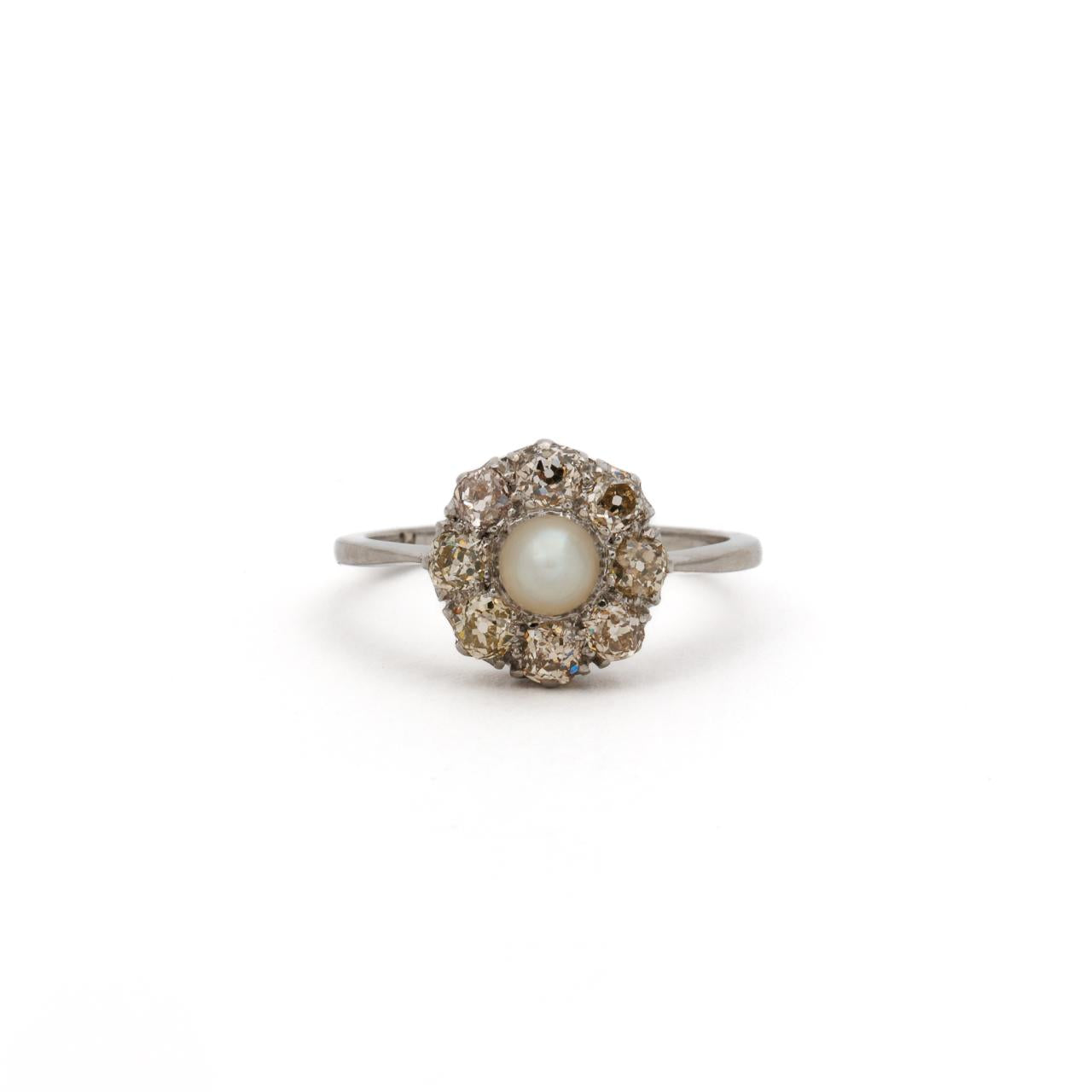 Old-cut & Pearl cluster ring