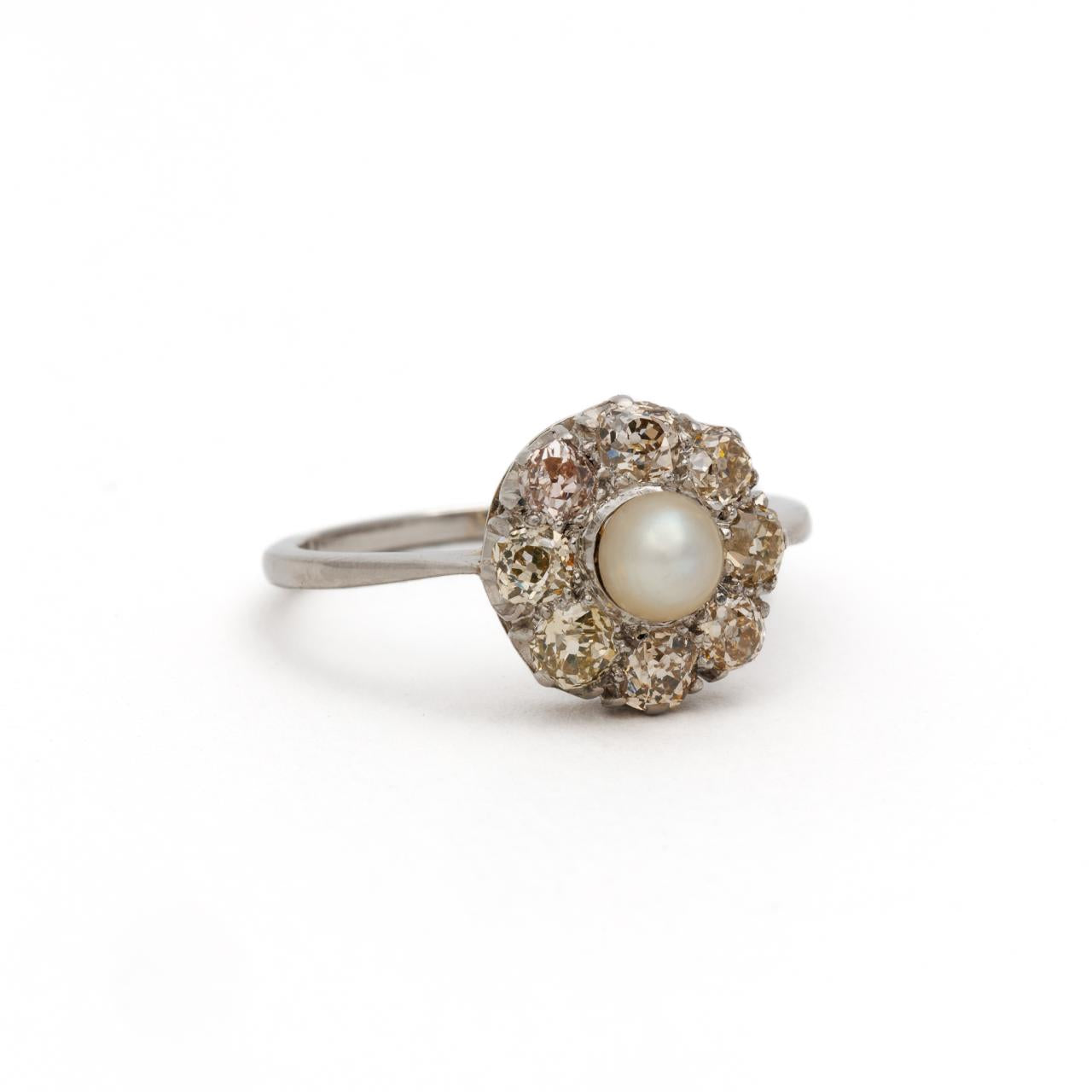 Old-cut & Pearl cluster ring