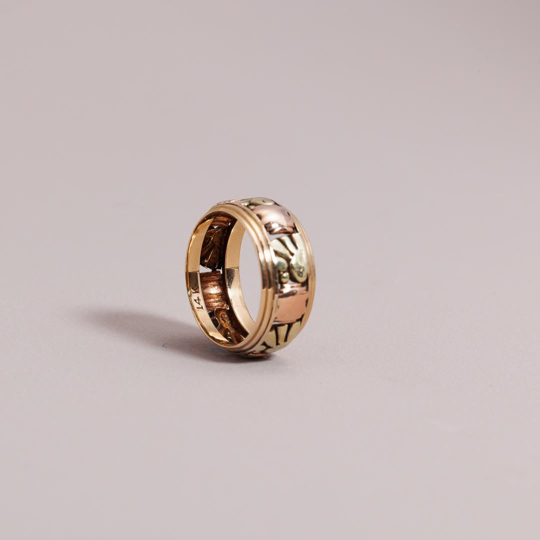 Three colour gold vintage band