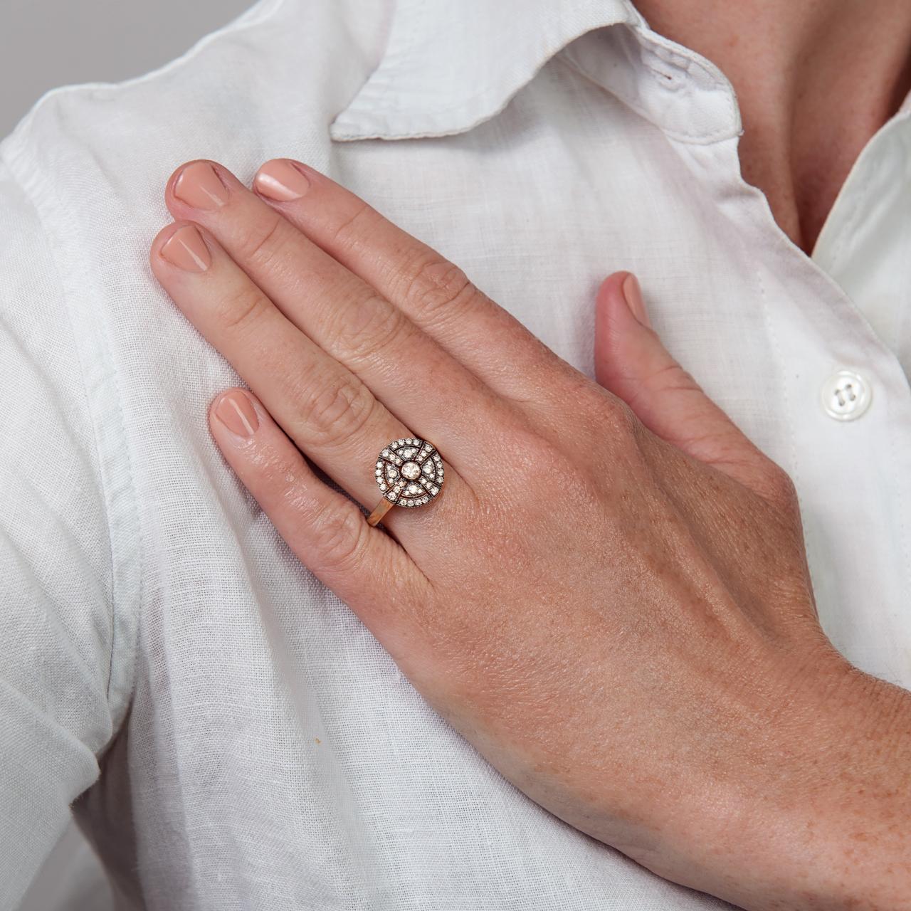 Art Deco style Diamond Snowflake plaque ring