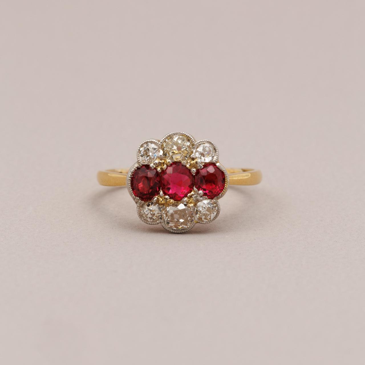 Antique diamond multi-row ring