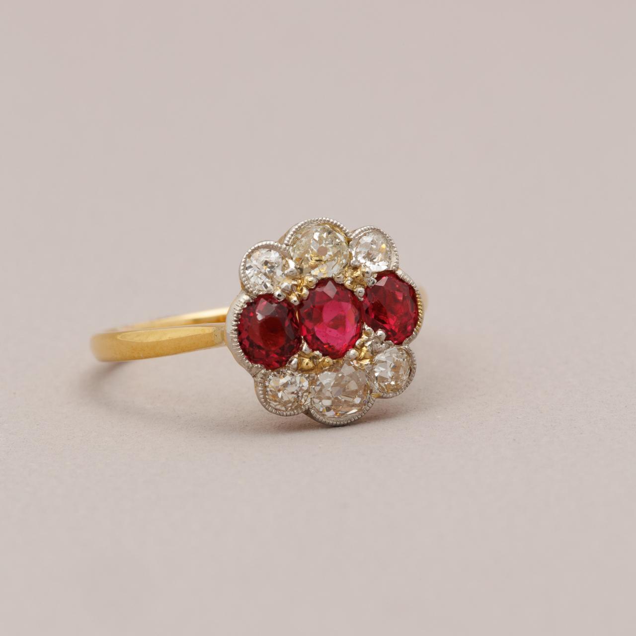 Antique diamond multi-row ring