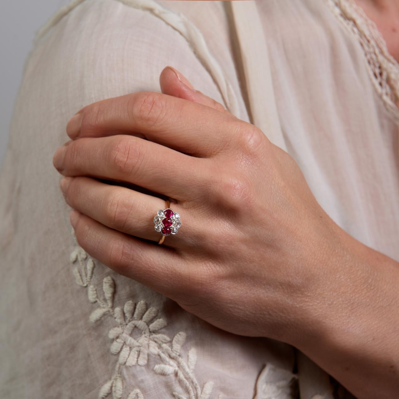Antique diamond multi-row ring
