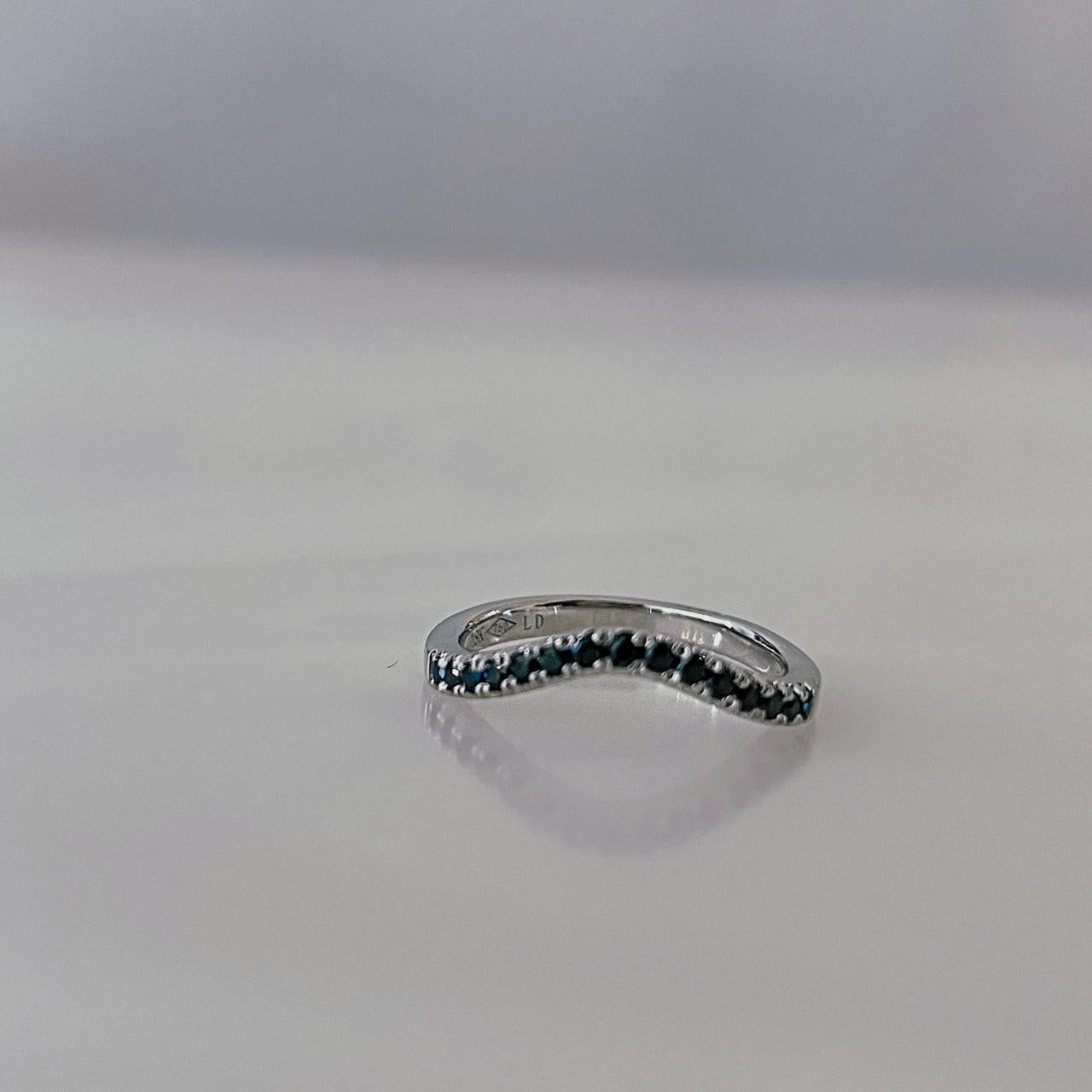 Black Diamond 18ct White Gold Diamond Huggie Ring