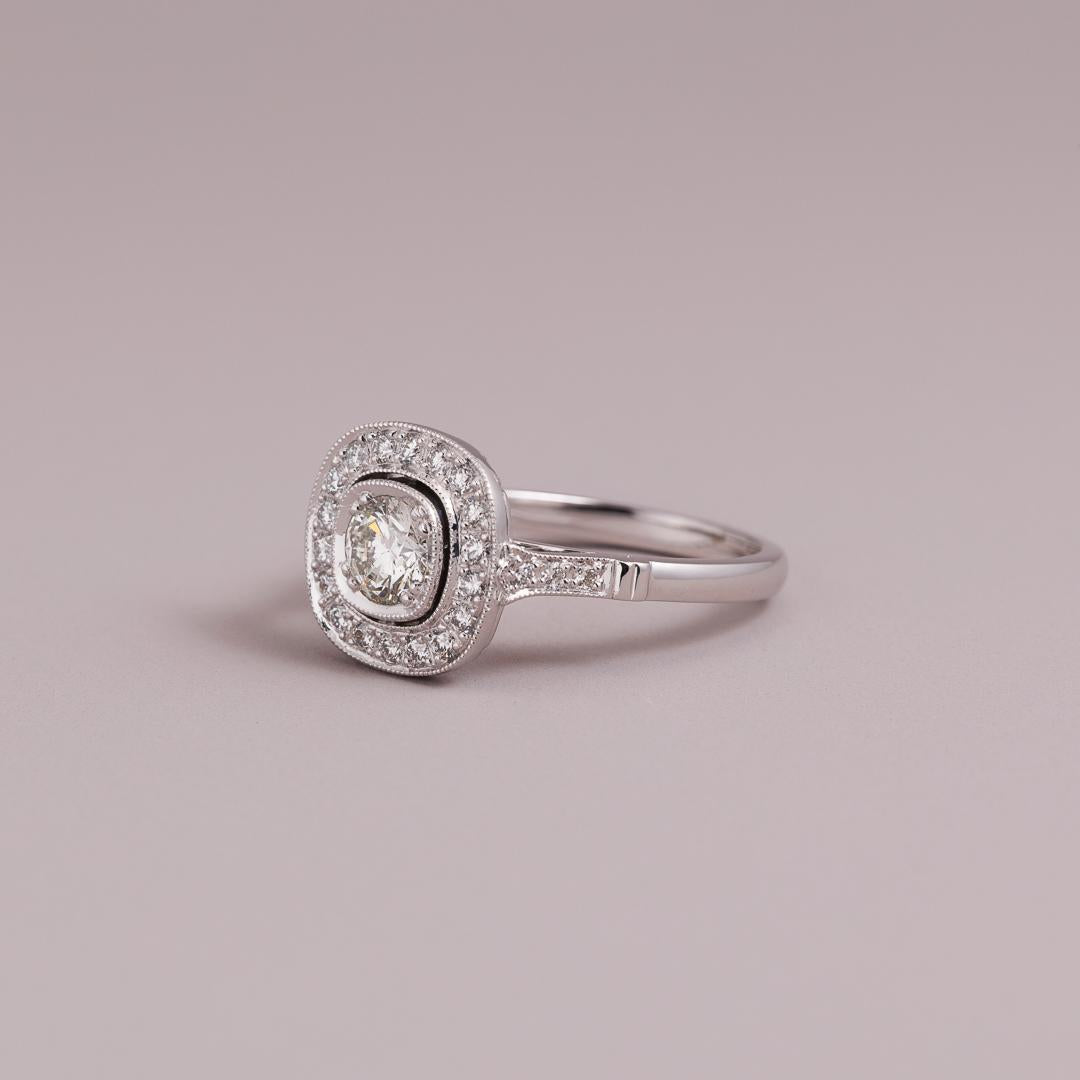 The Art Deco style, original, soft-round LD Elan engagement ring in white gold