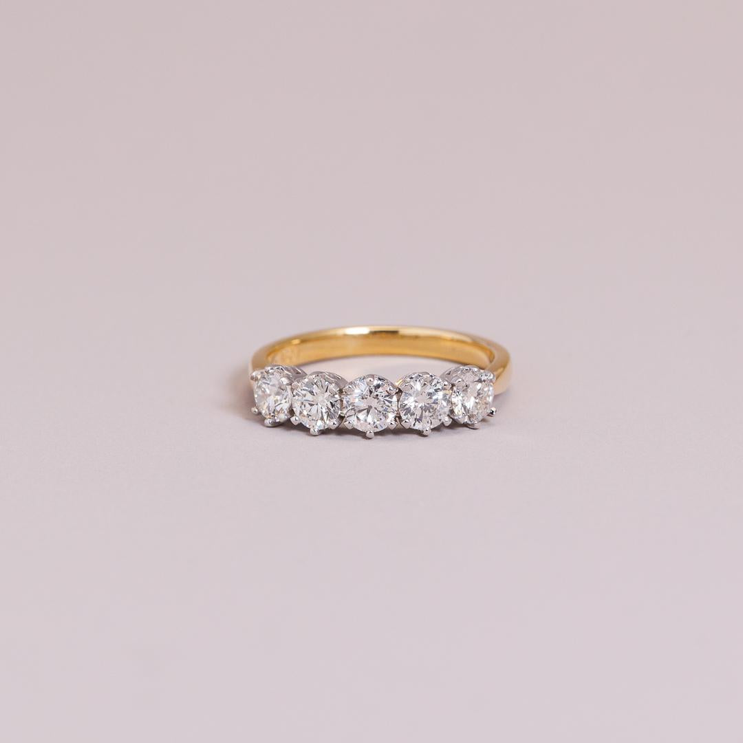Vintage style five diamond ring