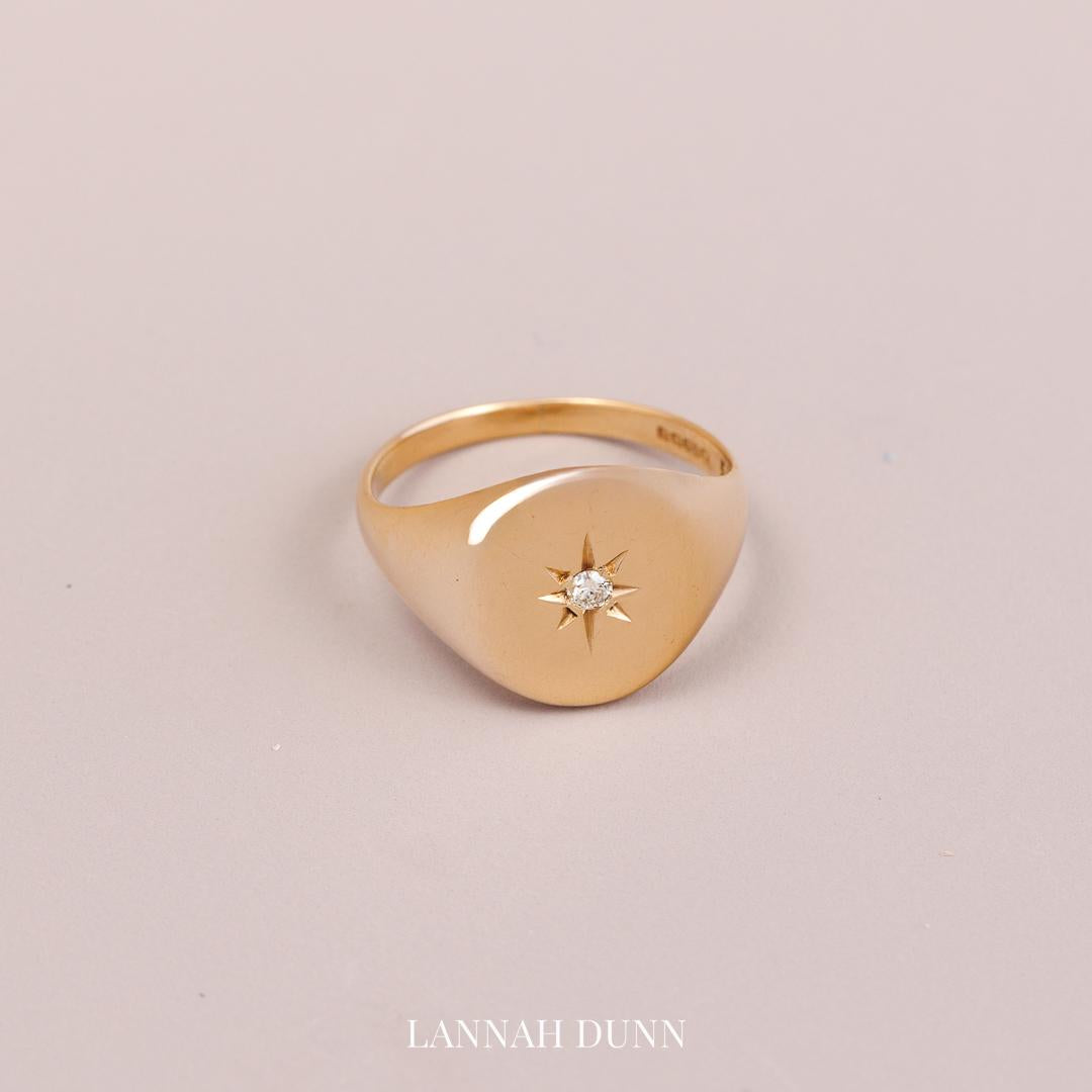 Diamond set vintage monogram ring