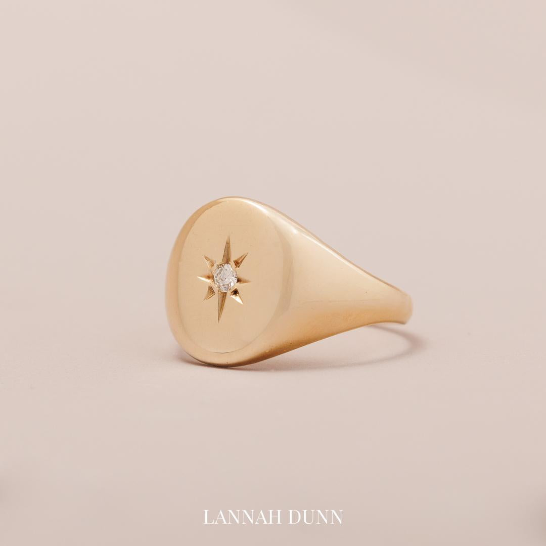 Diamond set vintage monogram ring