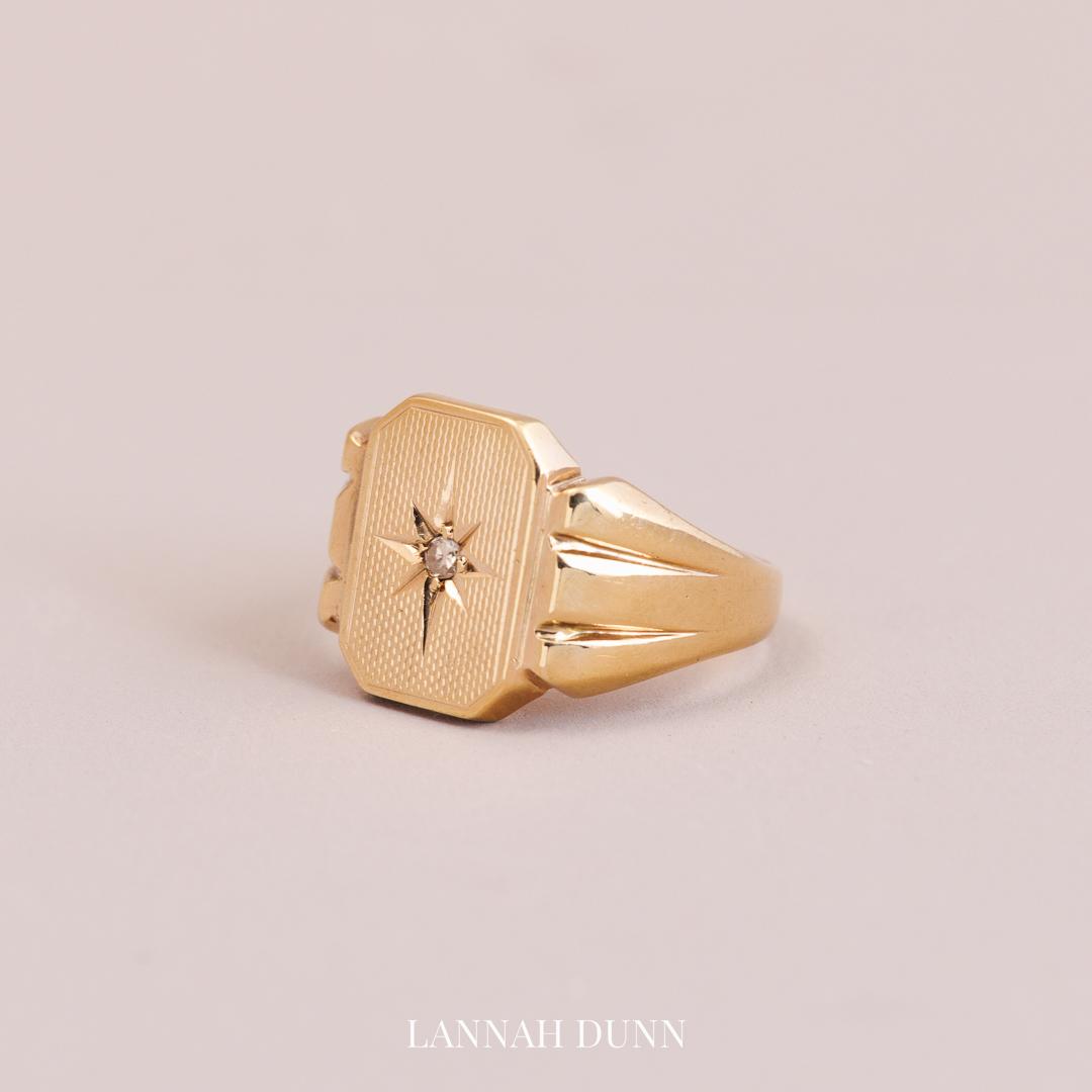 Vintage diamond set monogram ring