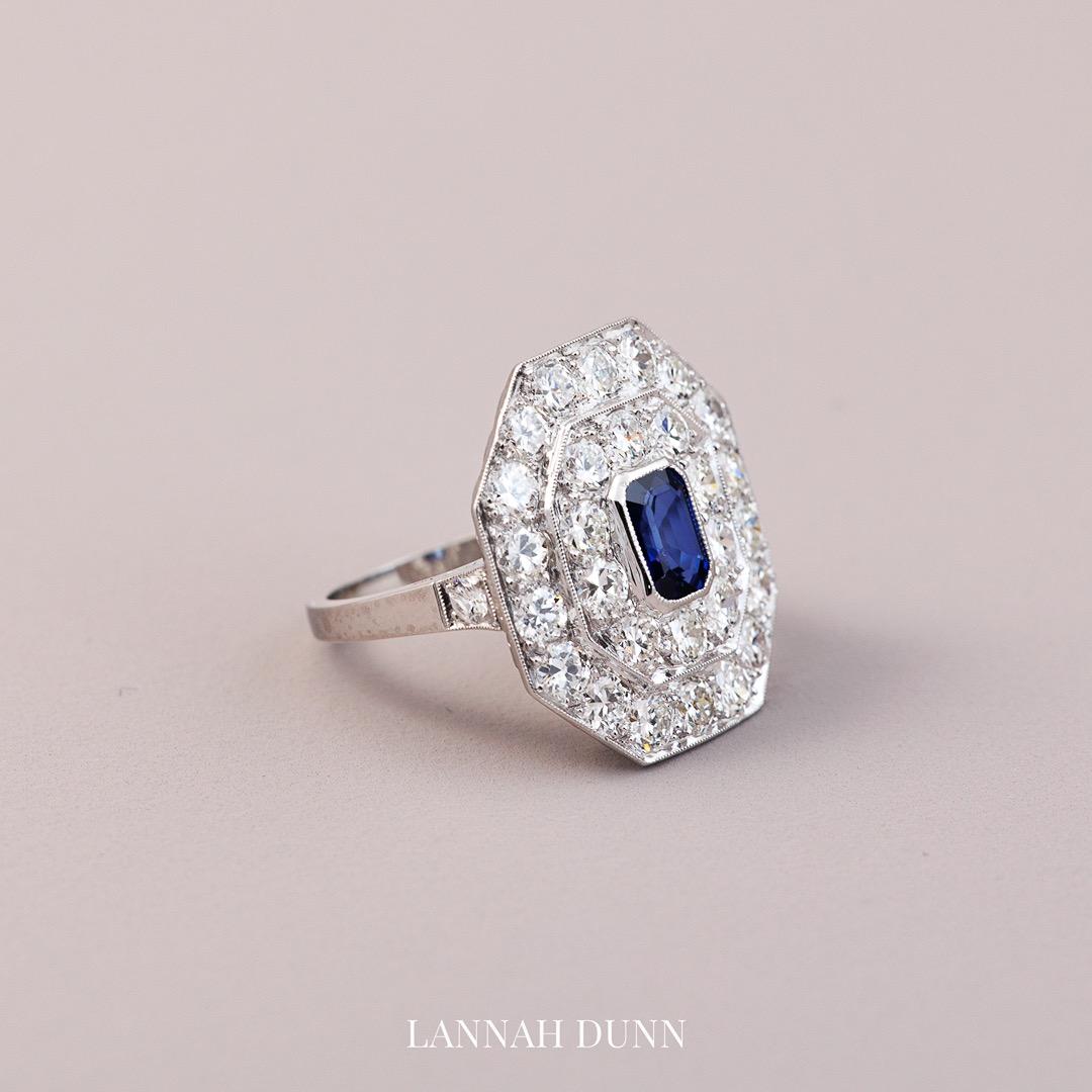 Art Deco Platinum Sapphire & diamond