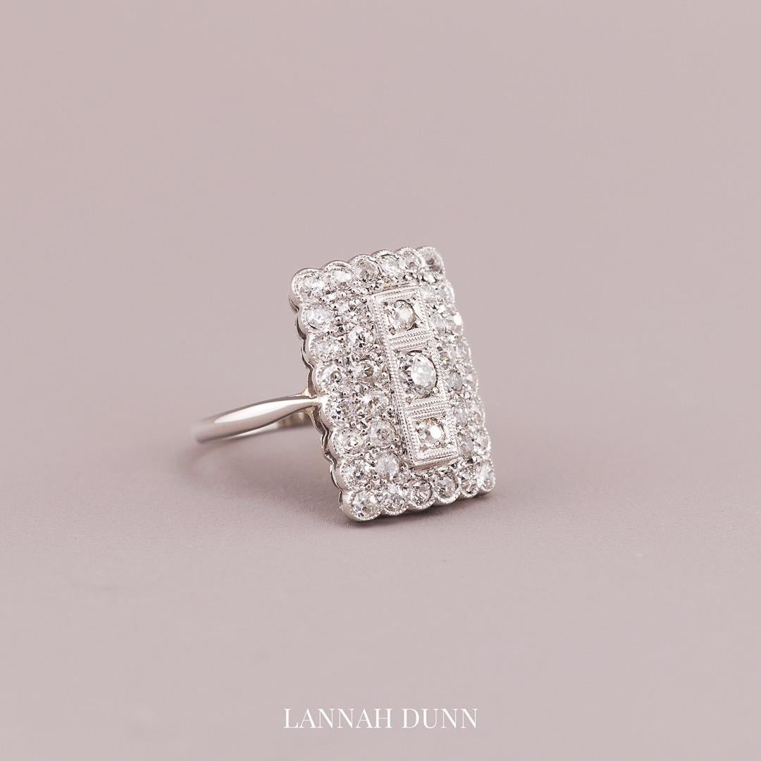 Platinum and natural diamond art deco dress ring