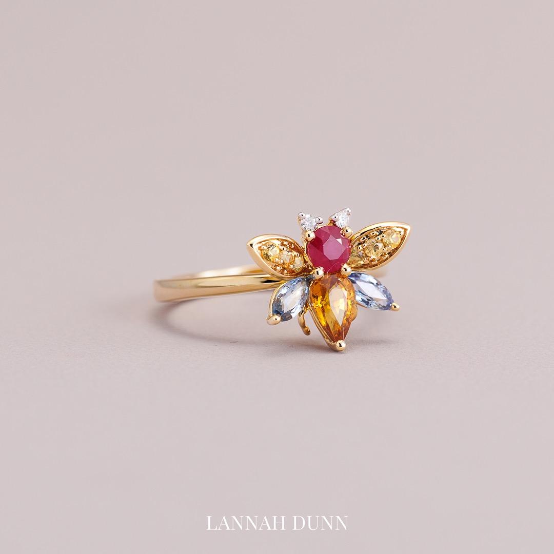 Precious gem & Diamond bug ring