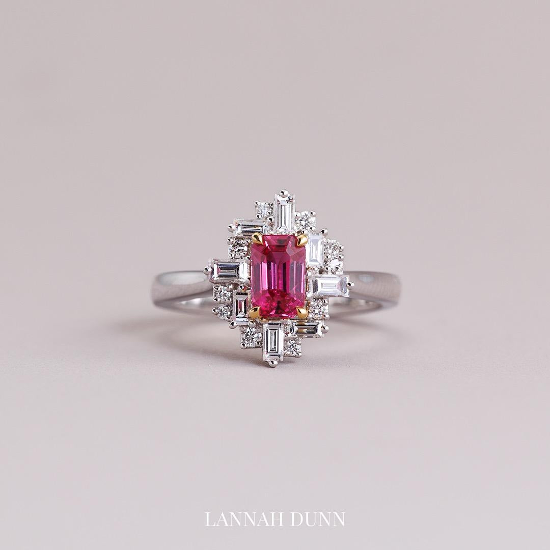 Ruby & diamond geometric ring